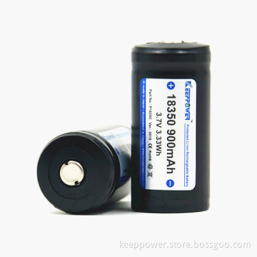 li-ion rechargeable battery 3.7v KeepPower P1835C protected 18350 battery 900mah
